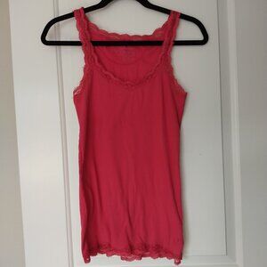 American Eagle Outfitters Women's Pink Lace Trim Tank Size M